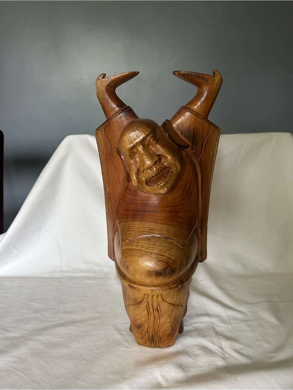 Hand-Carved Wooden Buddha Sculpture - Brown Hawaii 1977